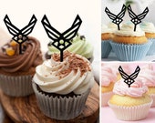 10pcs Air Force Army Military Cupcake Toppers - USA Laser Cut Acrylic for Wedding Birthday Baby Shower Bachelorette Engagement Party Decor