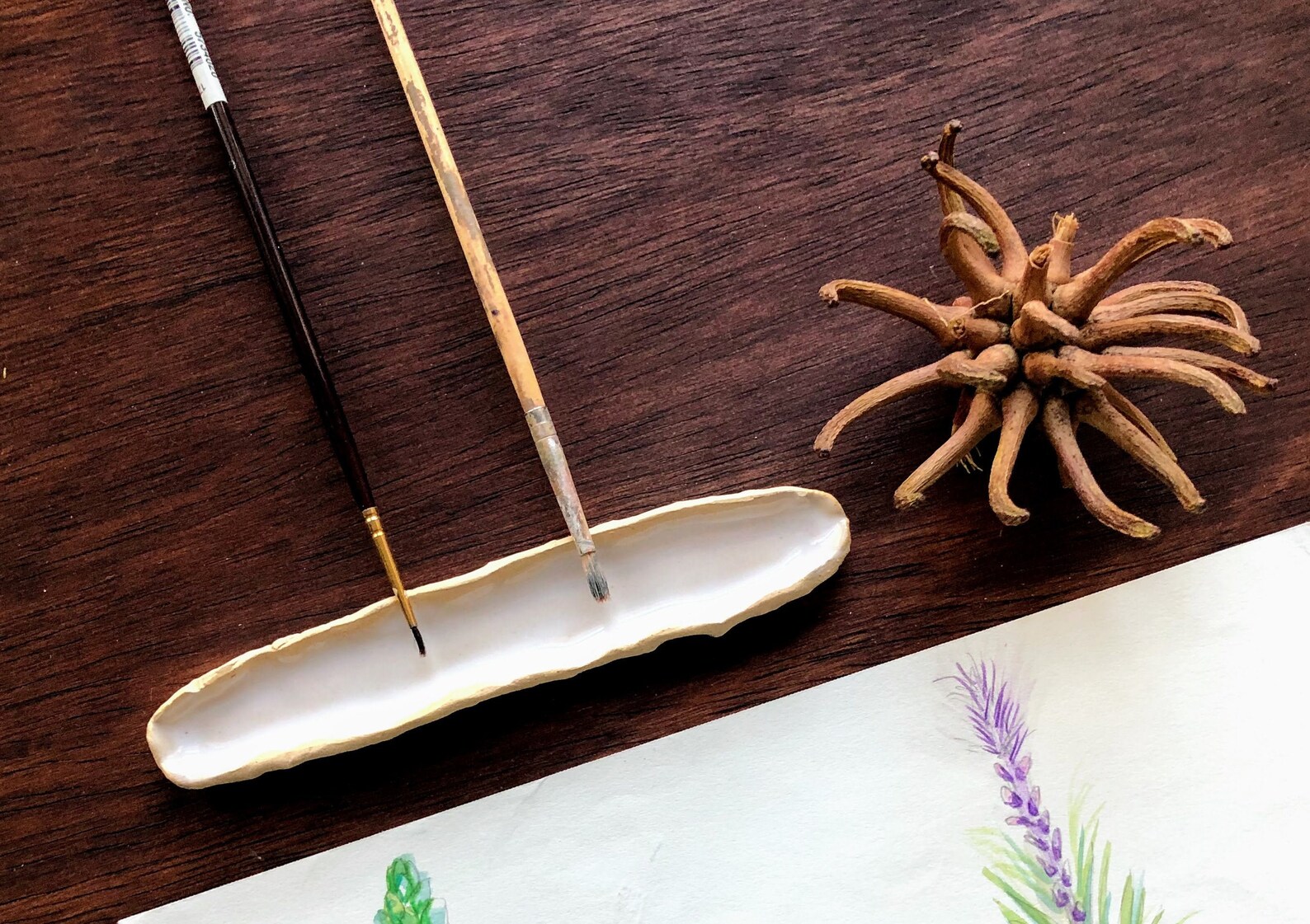 Ceramic Paint Brush Tray Rest Large Paint Brush Holder Etsy