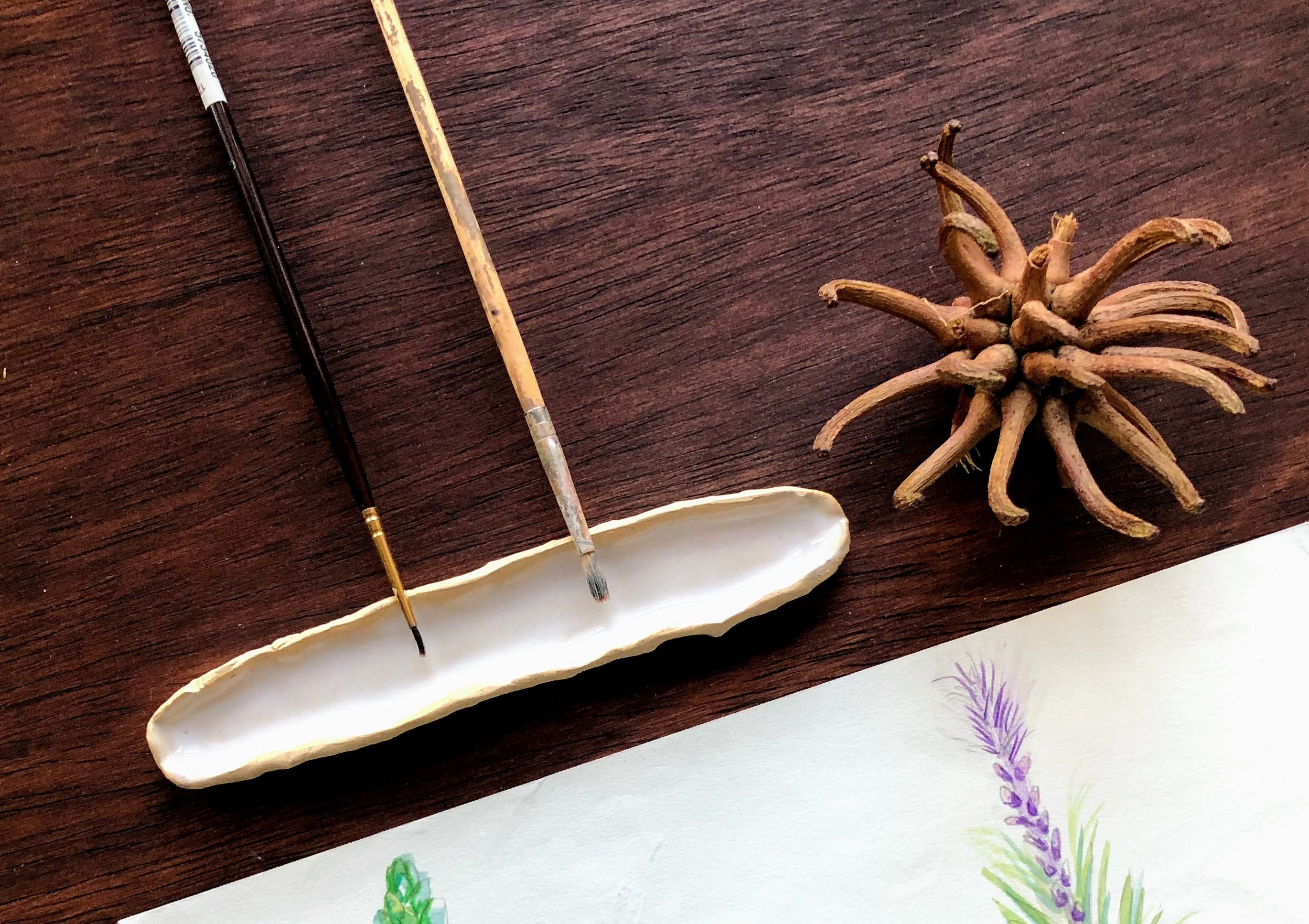 Ceramic Paint Brush Tray Rest Large Paint Brush Holder Etsy