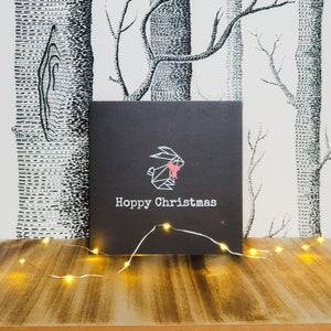 Bunny Rabbit kerstkaart - Hoppy Christmas - sjaal