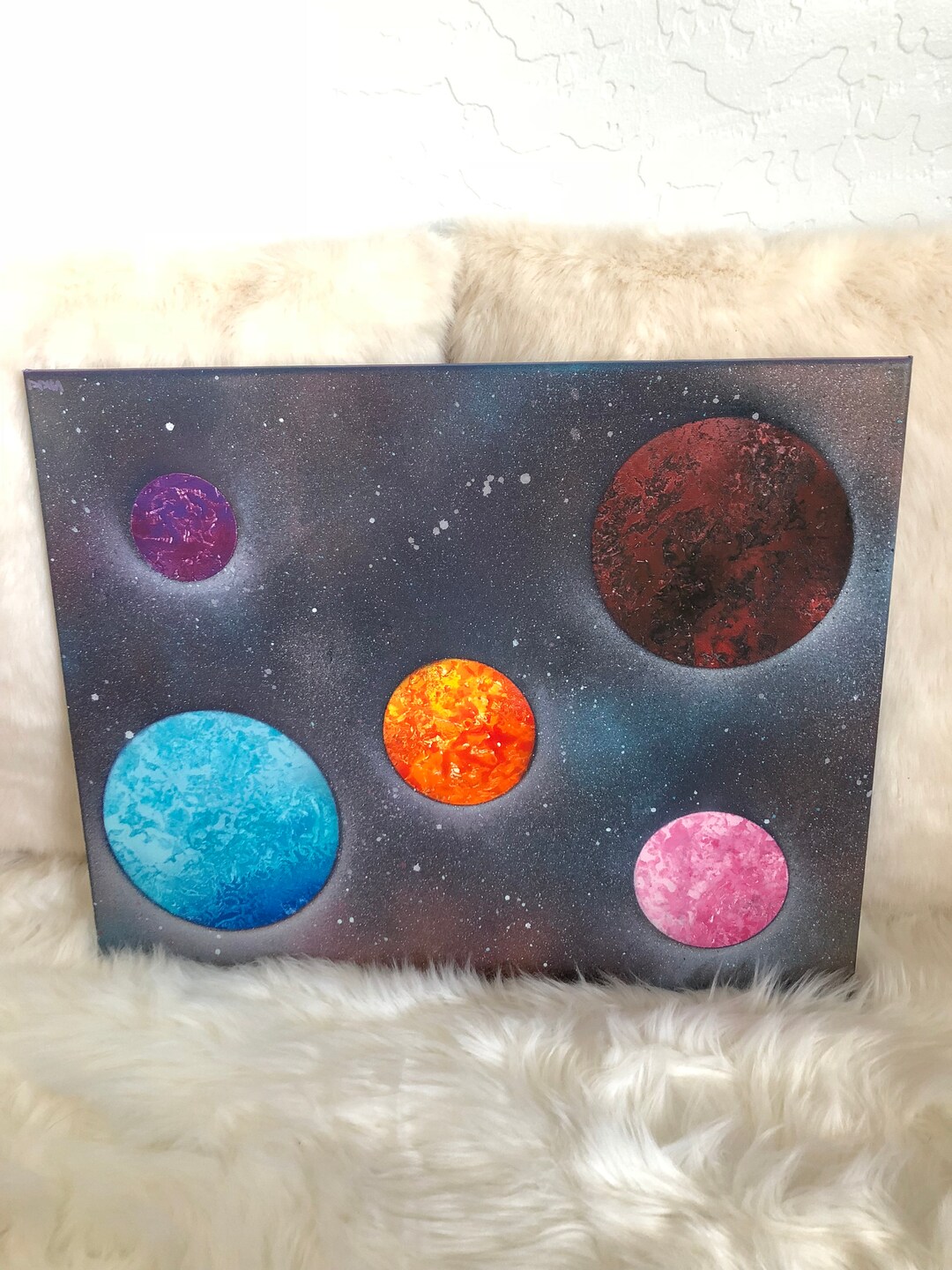 Five Planets in Space Spray Paint Canvas - Etsy