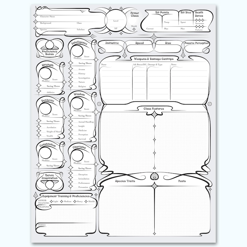 Empty Character Stat Chart 2024 Dnd Custom Character Sheet for Dungeons and Dragons, Dnd One ...
