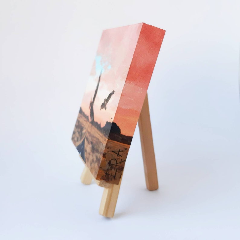 Mini painting on easel Original hand painted art Small area Etsy
