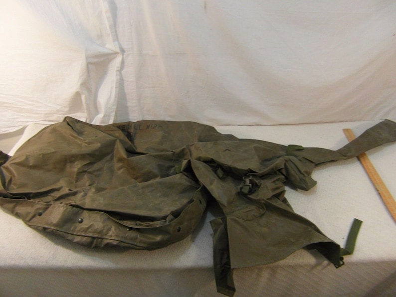 Vintage Military Surplus M-127 Overall Cover Dark Brown Button Closed 33853