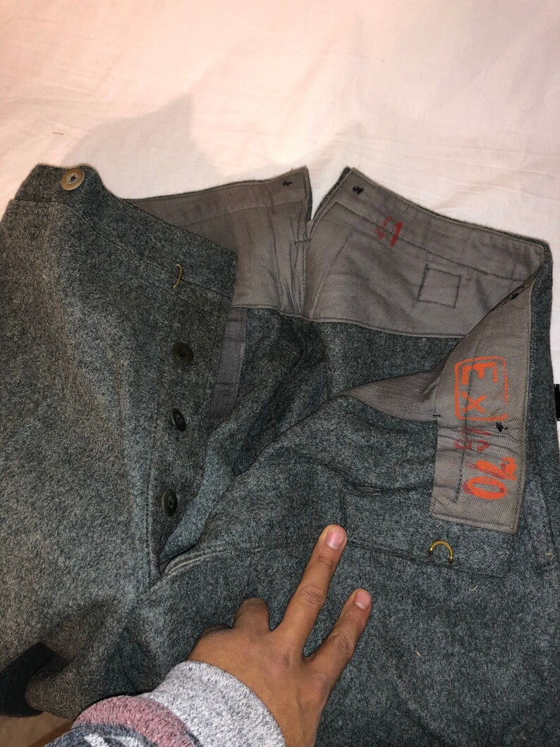 Vintage Swiss Military World War II Wool Blue 32 x 27in Infantry Trousers Pants