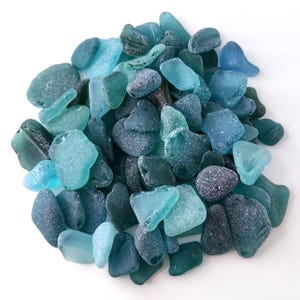 Teal Sea Glass Pieces: Mixed Sizes for Crafts and Beach Decor