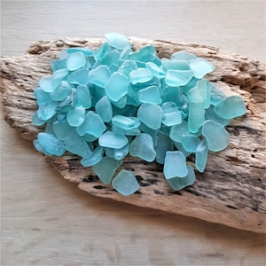 Tiny sea glass Natural aqua sea glass for crafts 1/2 pound Size: 0.4 - 0.8 inch