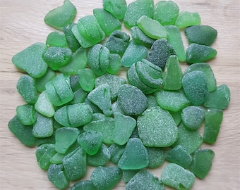 Green sea glass Bulk sea glass Mixed size Sea glass decor Beach glass crafts