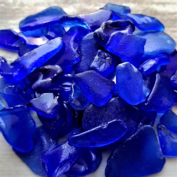 Large Cobalt blue sea glass Natural beach combed glass 10-50 pieces