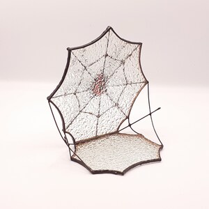 Gothic Stained Glass Spider Web, Jumping Spider Tealight Holder, Mirkwood Spider Stained Glass Suncatcher, Gothic Home Decor Halloween Decor image 6