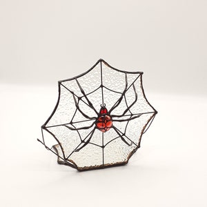 Gothic Stained Glass Spider Web, Jumping Spider Tealight Holder, Mirkwood Spider Stained Glass Suncatcher, Gothic Home Decor Halloween Decor image 10