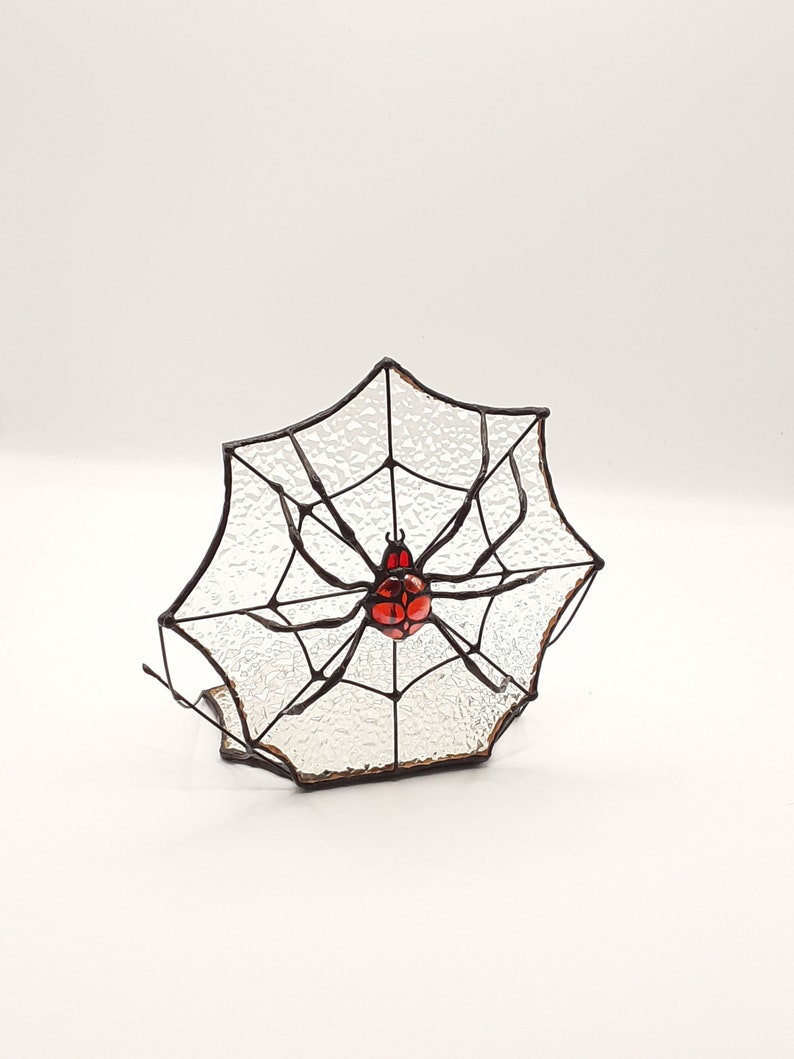 Gothic Stained Glass Spider Web, Jumping Spider Tealight Holder, Mirkwood Spider Stained Glass Suncatcher, Gothic Home Decor Halloween Decor image 10