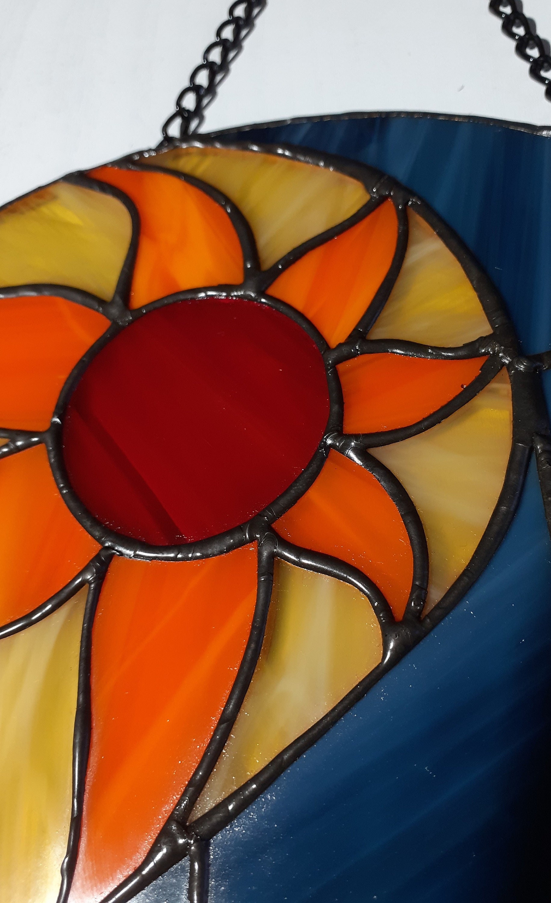Stained Glass Dream Catcher Yin Yang, Suncatcher Sun and Moon, Window