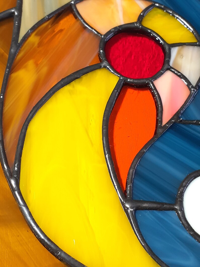 Stained Glass Dragon Suncatcher Sun and Moon Yin Yang Glass Etsy