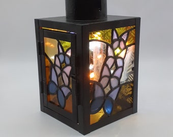 Stained Glass Lantern, Butterfly Stained Glass Candle Holder, Goth Decor Tealight Stained Glass Suncatcher Witchy Decor