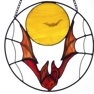 Stained Glass Bat, Stained Glass Window Hanging Bats, Flock of Bats Bat Ornament, Stained Glass Suncatcher, Halloween Decor