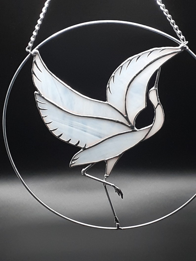 Egret Stained Glass Suncatcher, Egret Silhouette, Egret Art Stained