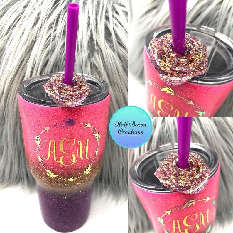 Rose Straw Toppers for Tumblers tumbler bling tumbler Etsy