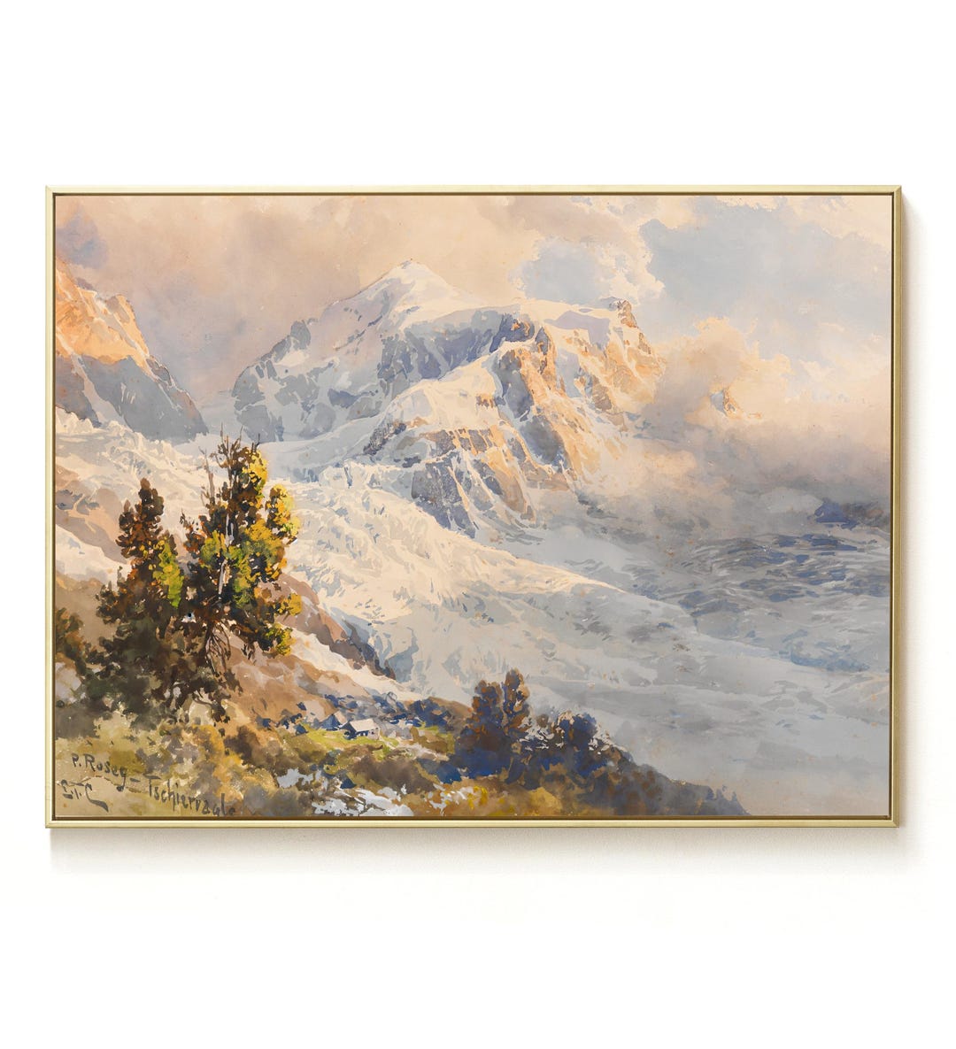 Winter Snow Scene Wall Art Mountain Snow-capped Peaks With Vibrant ...