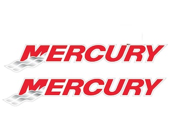 Pair Mercury Outboards Red Decal 12/" Stickers