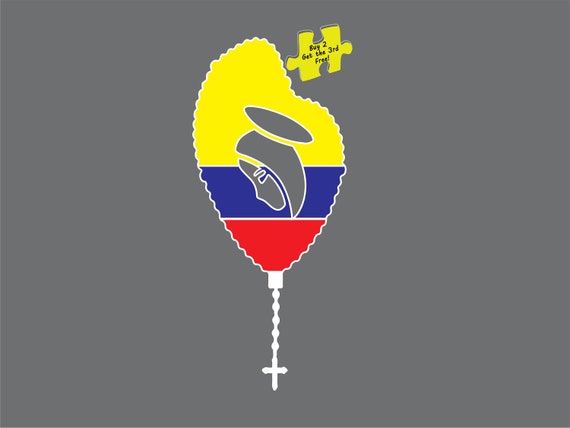 Puerto Rico Flag Rican Virgin Mary Rosary Beads 3.25/" x 7.5/" Decal Sticker#200 D