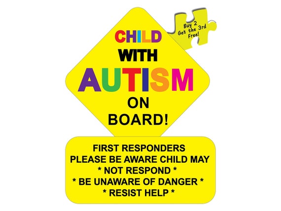 Child With Autism Alert First Responders Decal Sticker 3.25/" x 4.25/" p69