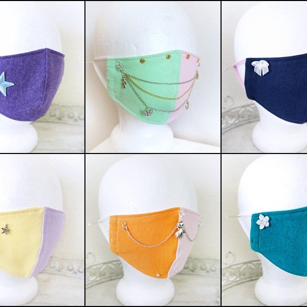 Artsy Face Masks, Cute Face Masks, Colorful Masks, Streetwear, Harajuku, Pastel, Street Fashion, Boujee Fashion, Kawaii Fashion, 100% Cotton