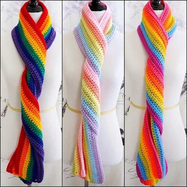 Rainbow Crochet Scarves - Colorful Scarf - Bold Scarf - Pastel Scarf - Neon Scarf - Multicolor Scarf - Rainbow Scarf - Pride Scarf