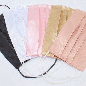 Breathable, Comfortable, Washable Fabric Satin Face Mask-USA Made-High-Quality-Handmade- Bridal-Designer-Acne Aide-Ninja.