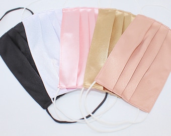 Breathable, Comfortable, Washable Fabric Satin Face Mask-USA Made-High-Quality-Handmade- Bridal-Designer-Acne Aide-Ninja.