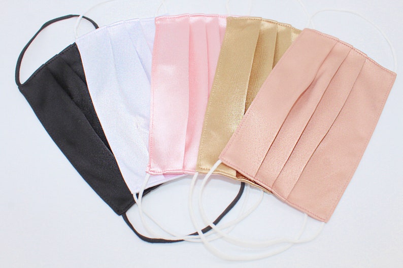 Breathable, Comfortable, Washable Fabric Satin Face Mask-USA Made-High-Quality-Handmade- Bridal-Designer-Acne Aide-Ninja. 