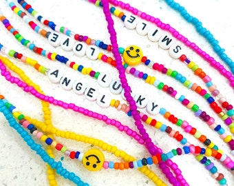 Collier ras du cou coloré ange, porte-bonheur, sourire, amour