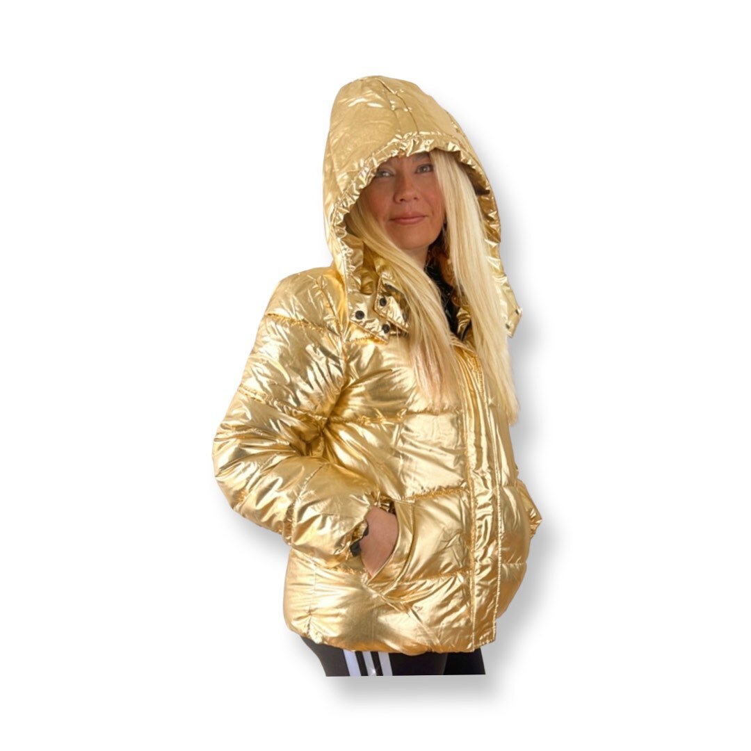 Gold puff jacket hot sale