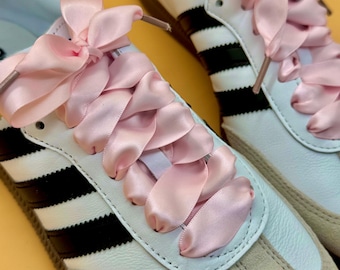Pink Satin Ribbon Shoe Laces FREE SHIPPING
