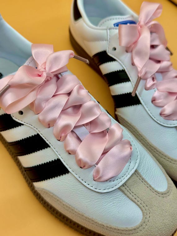 Pink Satin Ribbon Shoe Laces