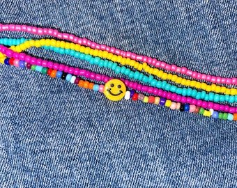 Smiley Face Rainbow set Collier Sautoirs