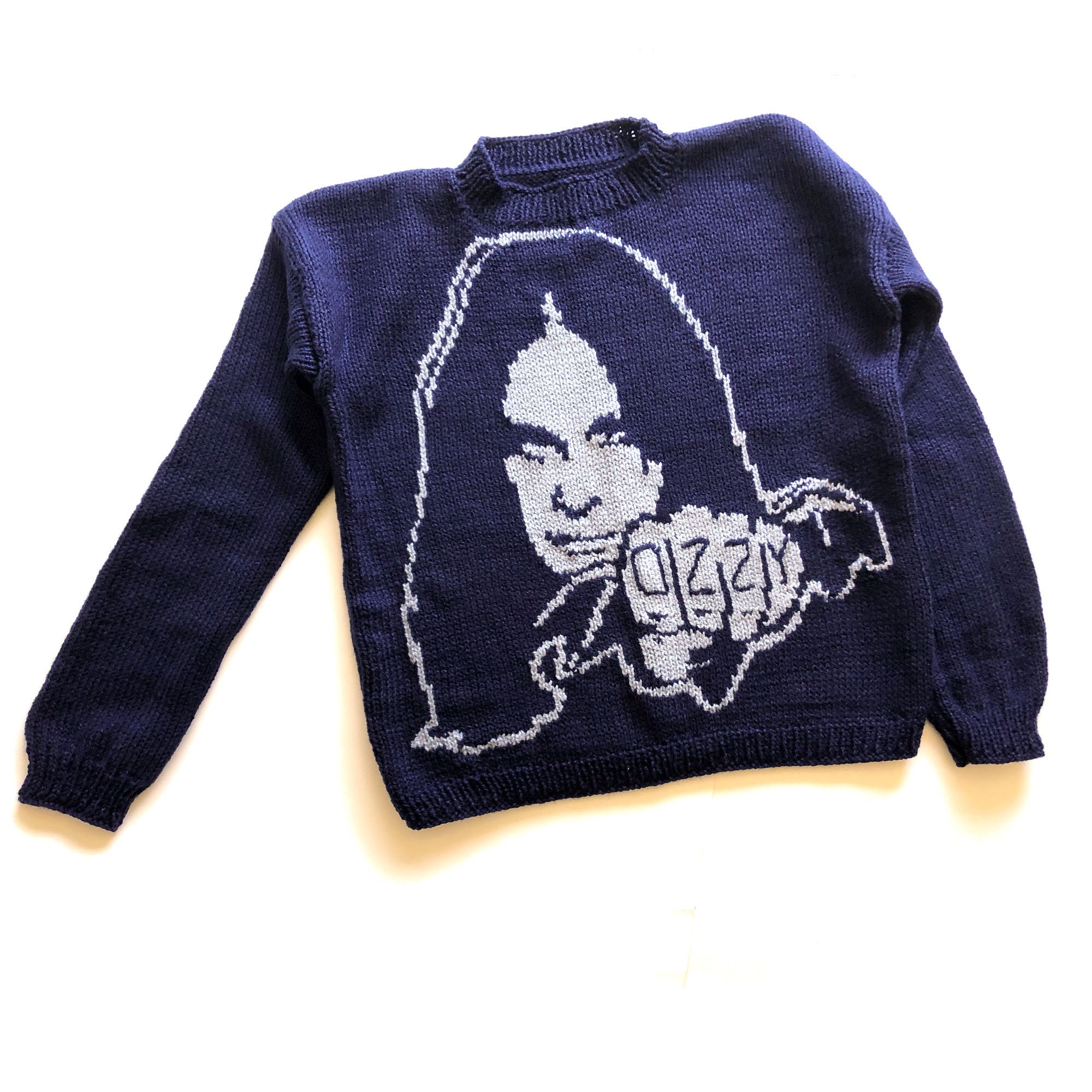 Made to order unisex and oversized sweater handmade with chilean wool Intarsia jumper with an exclusive design for the music fans