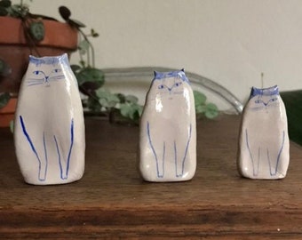 Set of Three Ceramic Cats