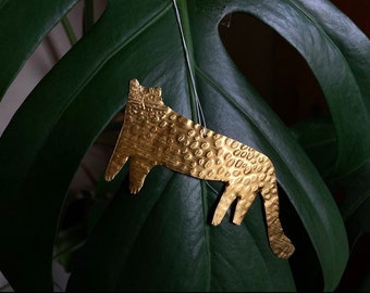 Recycled handmade foil cheetah cat Christmas tree decoration