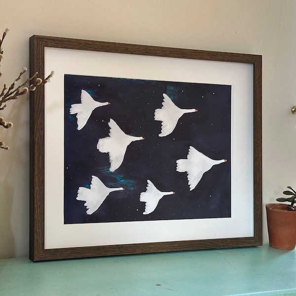 A3 Flying Goose, Starry Night Sky Print