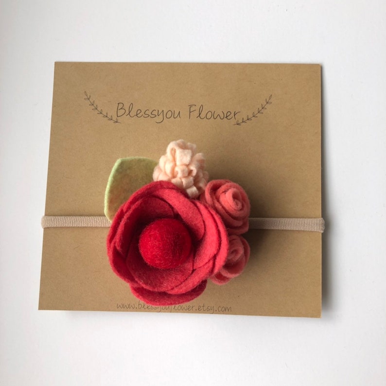 Berry-Red color felt flower headband