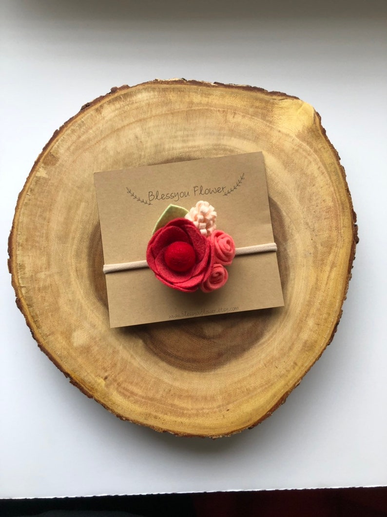 Berry-Red color felt flower headband