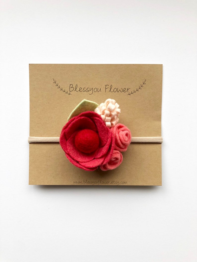 Berry-Red color felt flower headband