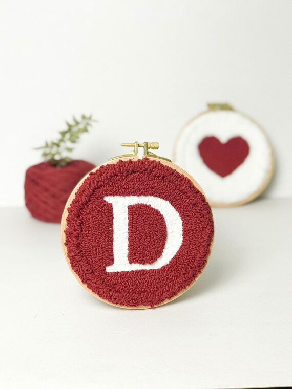 Punch Needle Letter Hoop Art Punch Needle Wall Decor Etsy