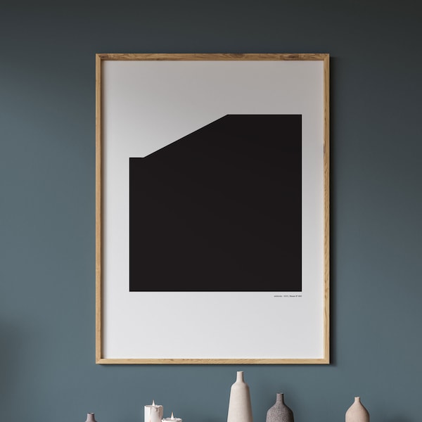 Abstrakte, minimalistische Grafik in Schwarz-Weiß, Kunstdruck, Poster, Architektur, Illustration