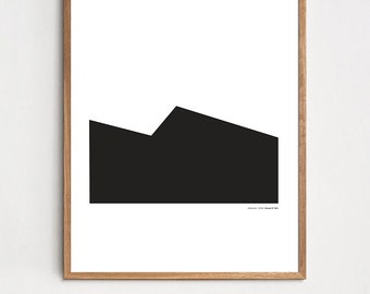 Abstract, minimalist graphics in black and white, art print, poster, architecture, illustration