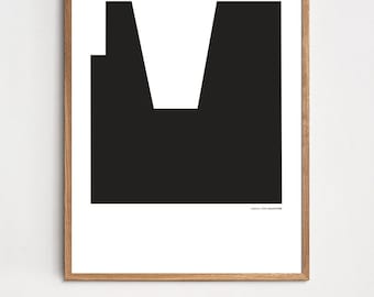 Abstract, minimalist graphics in black and white, art print, poster, architecture, illustration