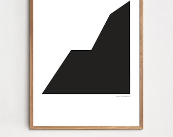 Abstract, minimalist graphics in black and white, art print, poster, architecture, illustration