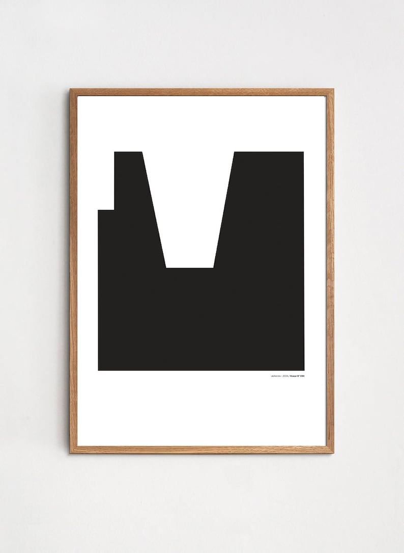 Abstract minimalist graphics in black and white art print image 1