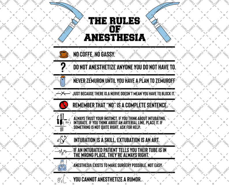 The Rules of Anesthesia svg png eps dxf pdf cut file Etsy